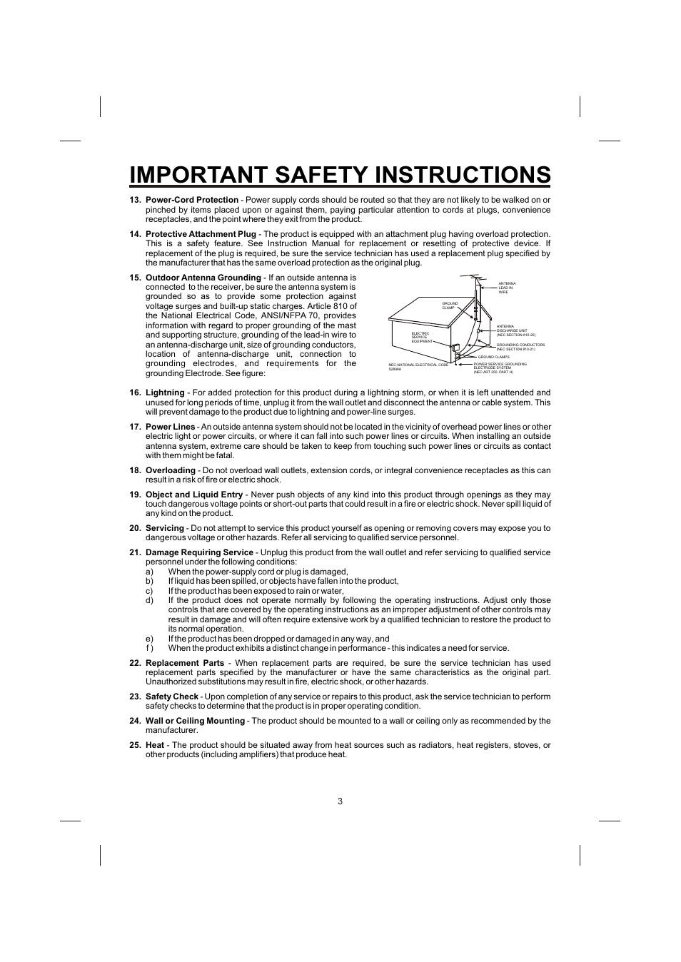 Important safety instructions | Creek Audio STVG-989 User Manual | Page 4 / 24