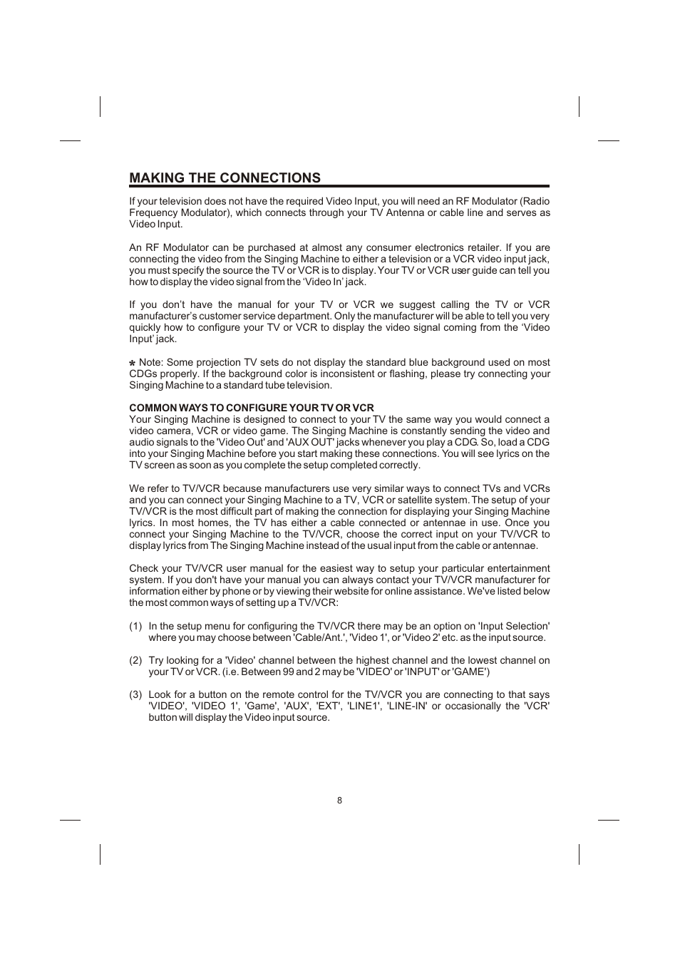 Making the connections | Creek Audio STVG-989 User Manual | Page 9 / 24