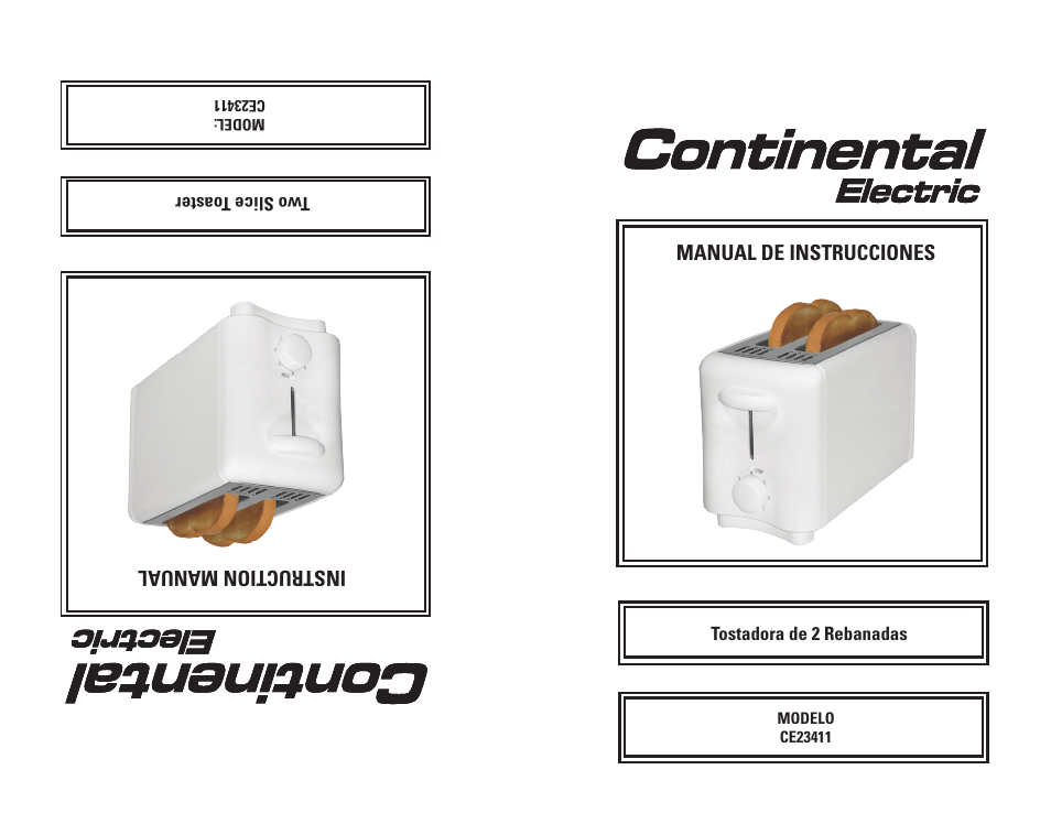 Instruction manual, Manual de instrucciones | Continental CE23411 User Manual | Page 3 / 4