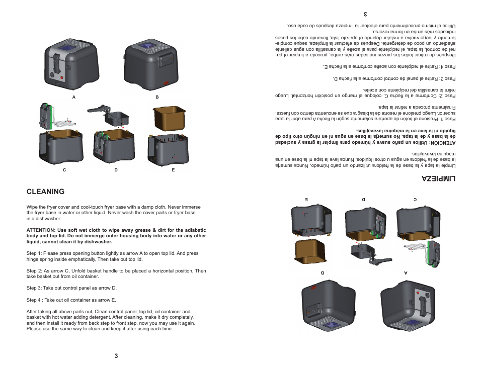 Cleaning, Limpieza | Continental Electric CP43269 User Manual | Page 4 / 8