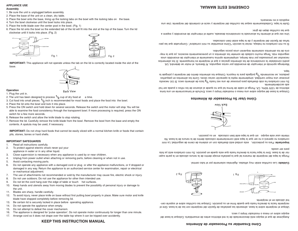 Keep this instruction manual conserve este manu al | Continental Electric CE22381 User Manual | Page 2 / 2