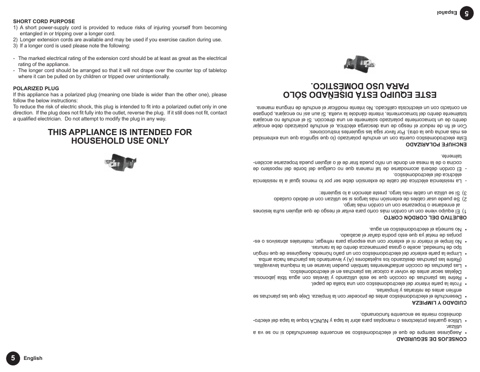 This appliance is intended for household use only | Continental Electric CP43569 User Manual | Page 6 / 6