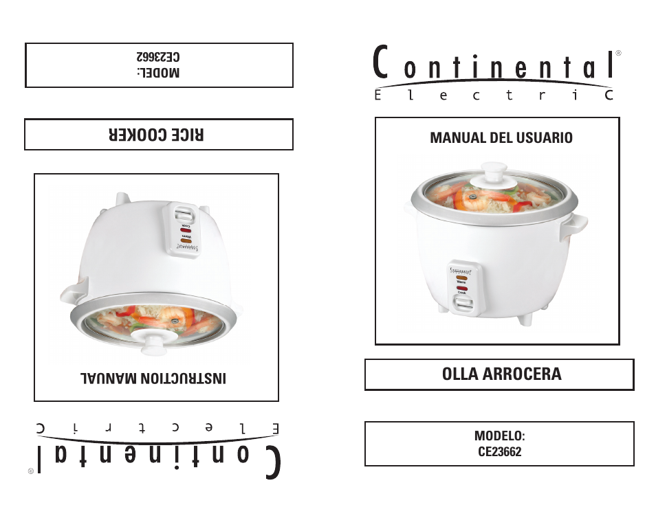 Rice cooker, Olla arrocera | Continental Electric CE23662 User Manual | Page 5 / 8