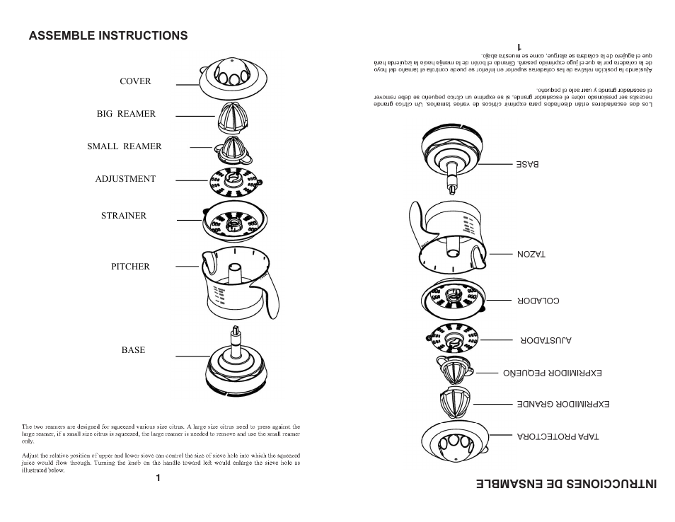 Care and cleaning, Important, Assemble as shown | C ar ea nd cl ea nin g, Im po rt an t, A sse mb le as sh own, Assemble instructions intrucciones de ensamble | Continental CE22672 User Manual | Page 2 / 8
