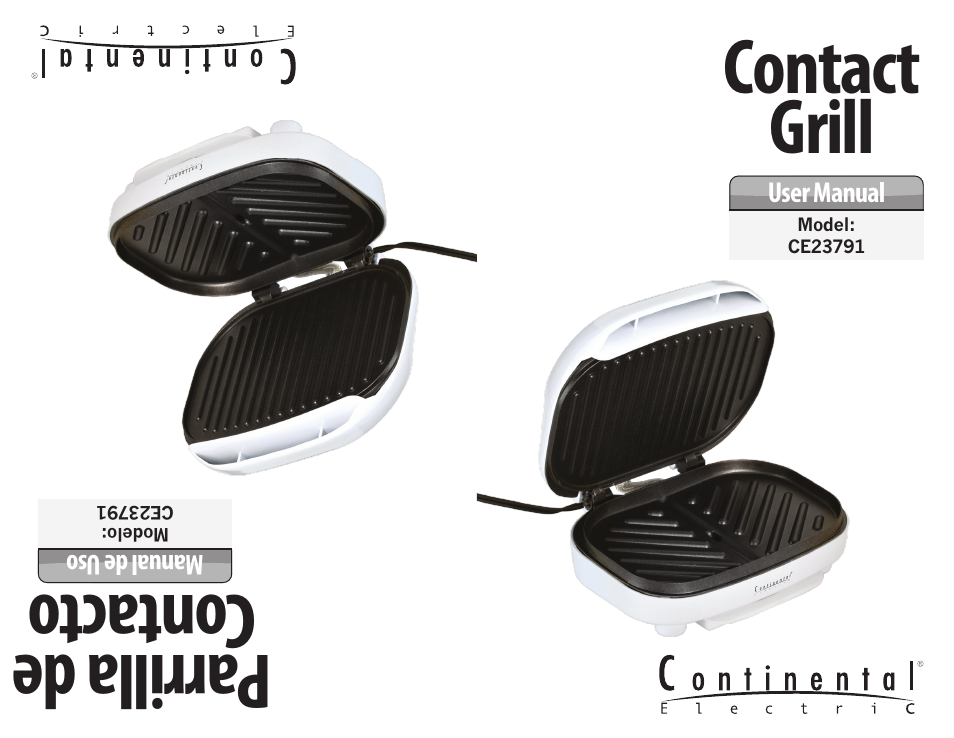 Continental Electric GRILL CE23791 User Manual | 12 pages