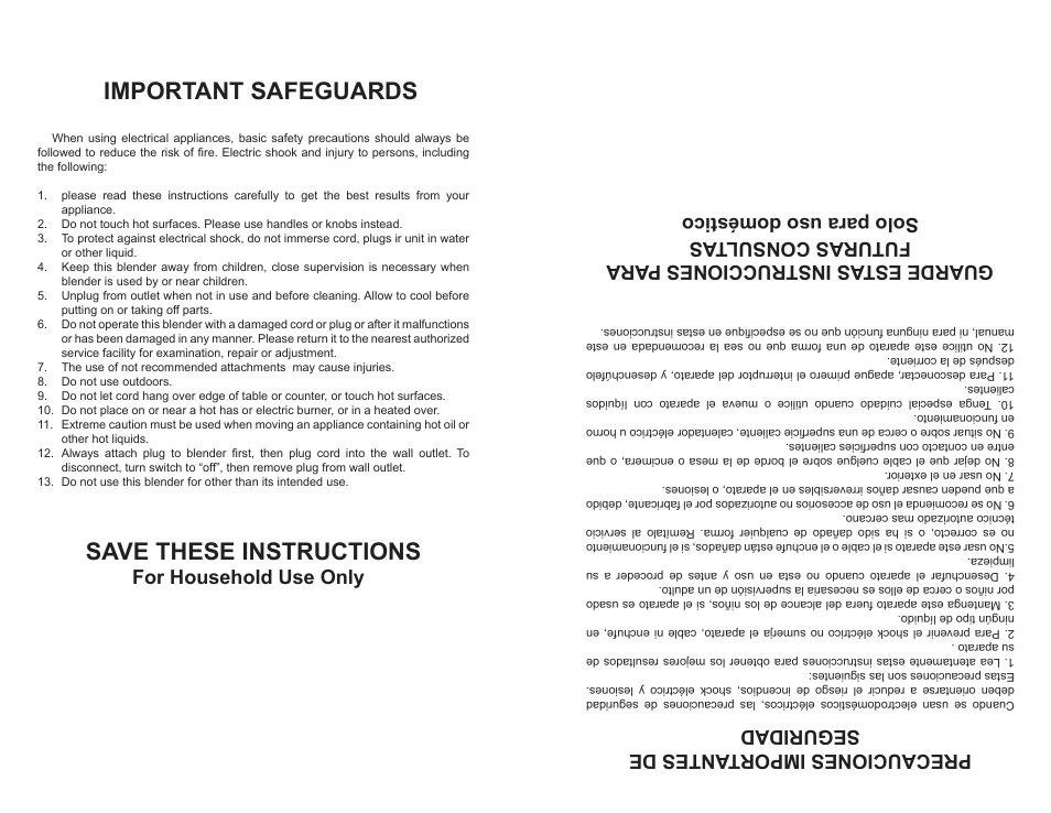 Important safeguards, Save these instructions | Continental CE22151 User Manual | Page 2 / 8