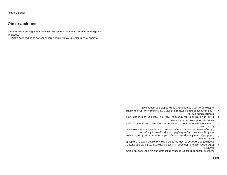 Observaciones | Continental CE22151 User Manual | Page 8 / 8
