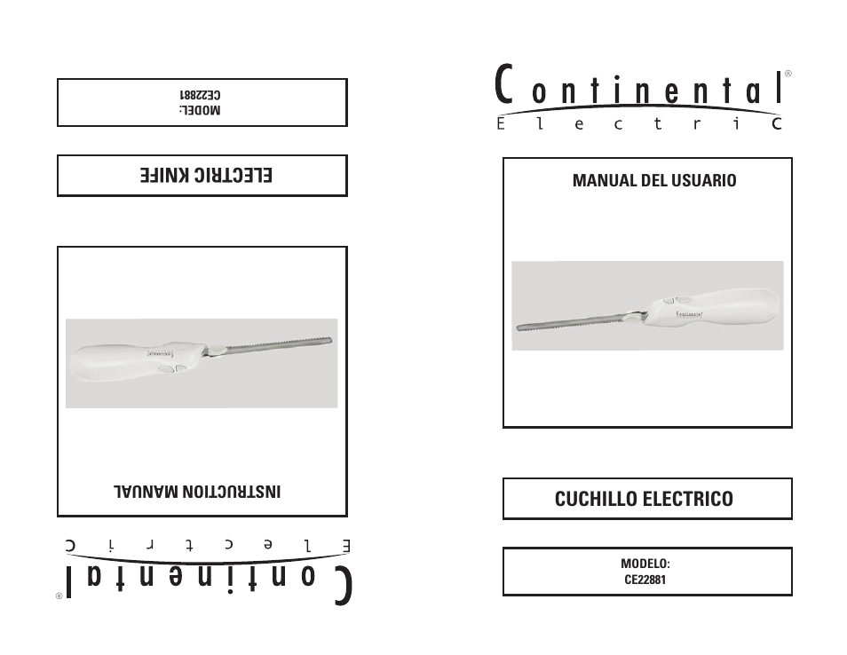 Cuchillo electrico, Electric knife | Continental Electric CE22881 User Manual | Page 6 / 10