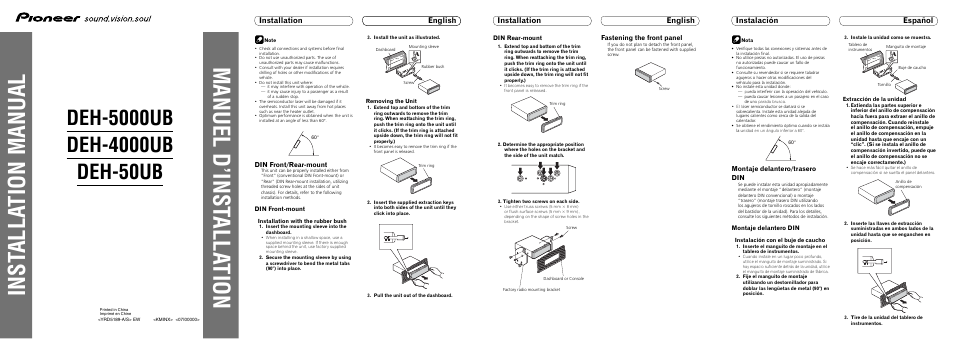 Pioneer DEH-50UB IT ES User Manual | 8 pages
