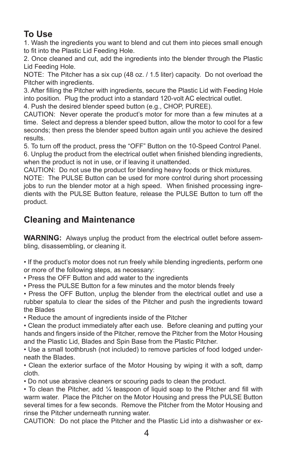 Cleaning and maintenance | Continental Electric CE22131 User Manual | Page 5 / 12