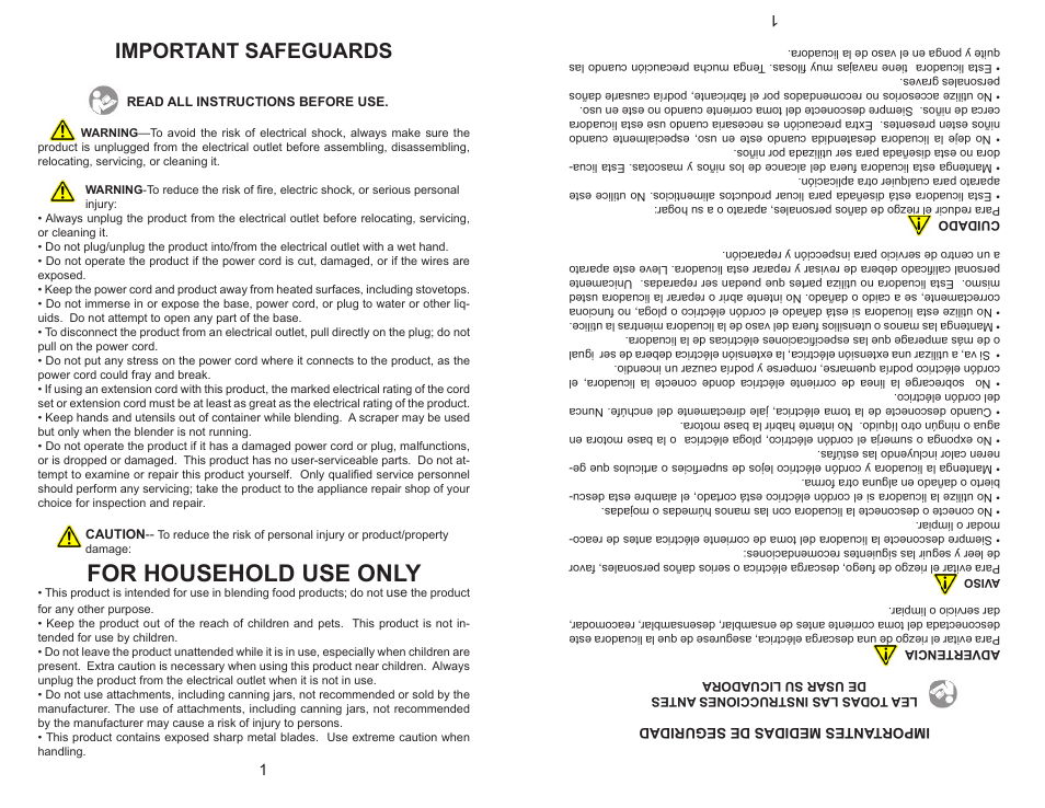 For household use only, Important safeguards | Continental Electric CE22139 User Manual | Page 2 / 6