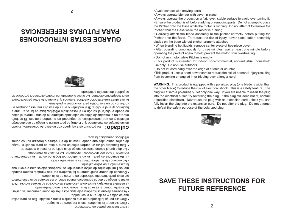 Save these instructions for future reference, Guarde estas intrucciones para futuras referencias, Cuidado | Continental Electric CE22139 User Manual | Page 3 / 6