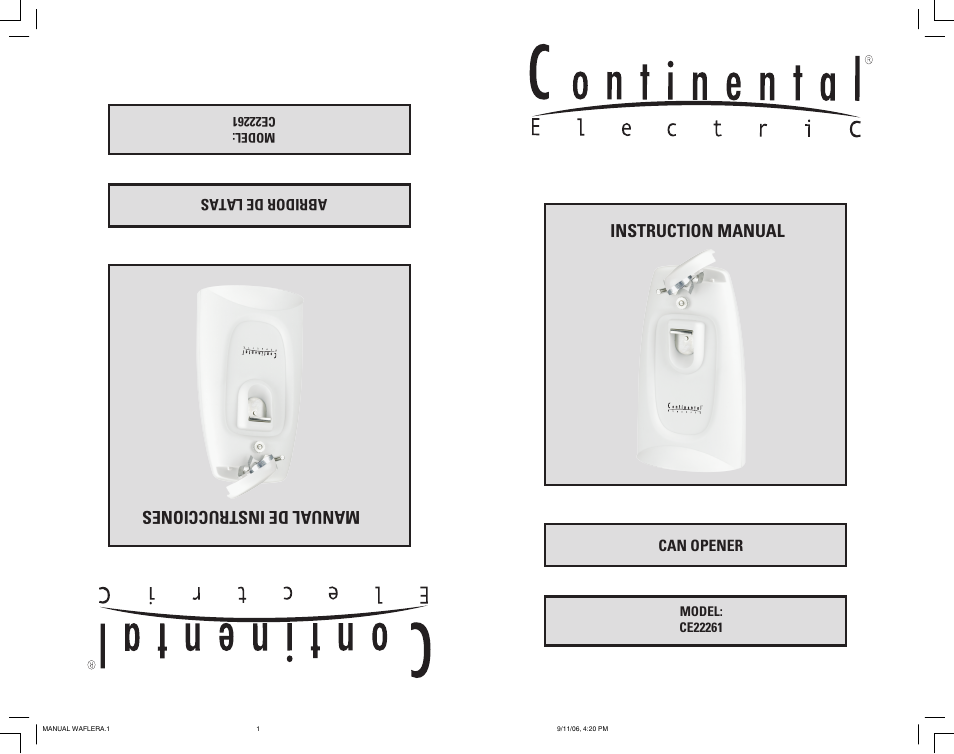 Continental Electric CE22261 User Manual | 10 pages