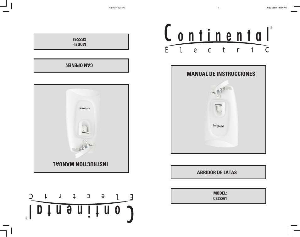 Ce22261-2, Manual de instrucciones, Instruction manual | Continental Electric CE22261 User Manual | Page 7 / 10