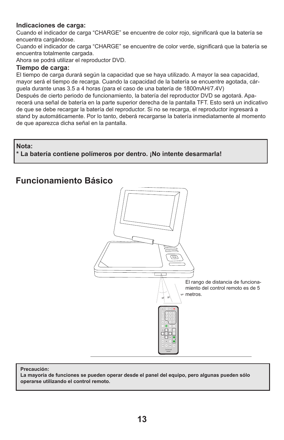 Funcionamiento básico, Basic operation, Indicaciones de carga | Tiempo de carga | Continental Electric CEPDV97785 User Manual | Page 14 / 22