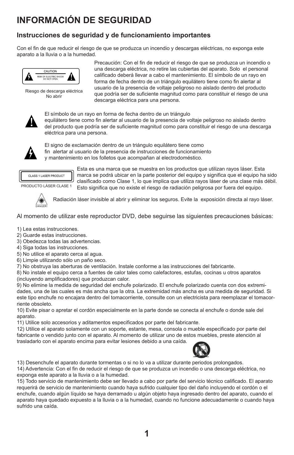 Información de seguridad | Continental Electric CEPDV97785 User Manual | Page 2 / 22