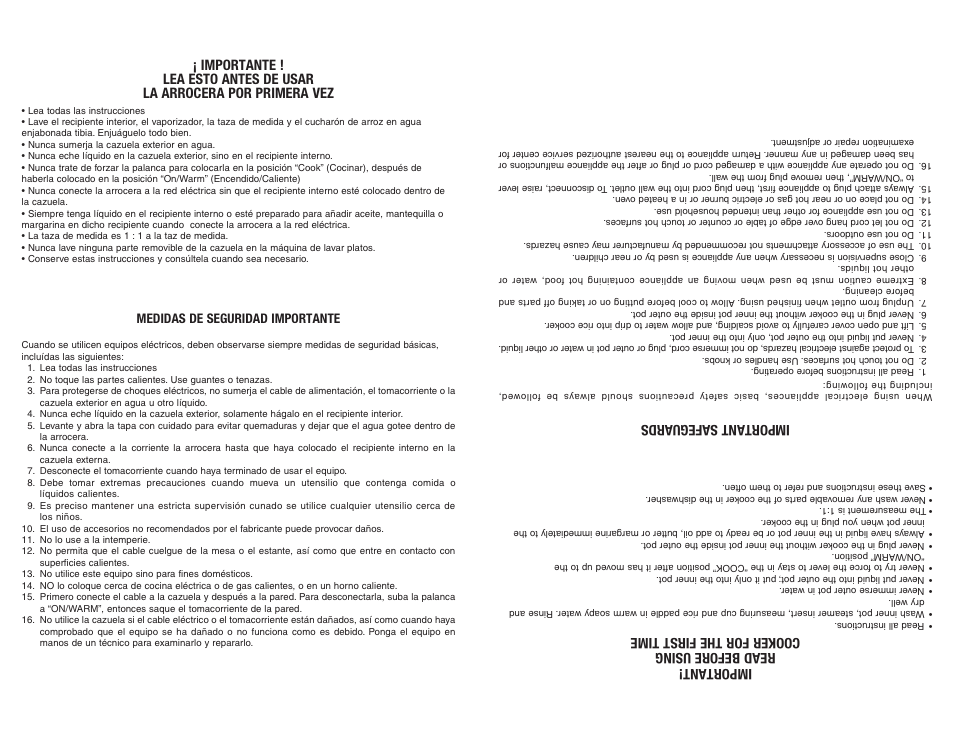 Important safeguards, Medidas de seguridad importante | Continental Electric CE23261 User Manual | Page 6 / 8