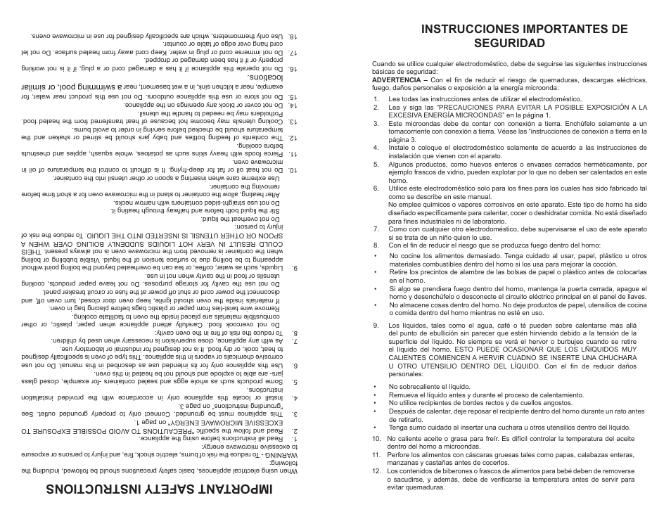 Important safety instructions, Instrucciones importantes de seguridad | Continental Electric CE21111 User Manual | Page 15 / 24