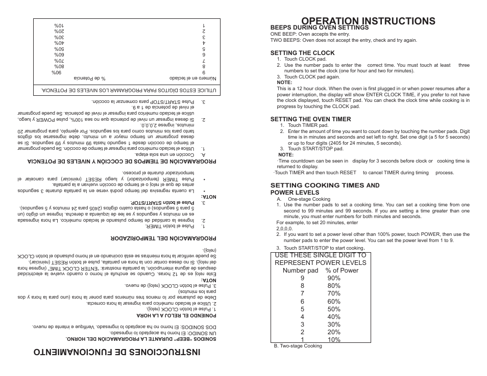 Operation instructions, Instrucciones de funcionamiento | Continental Electric CE21111 User Manual | Page 9 / 24