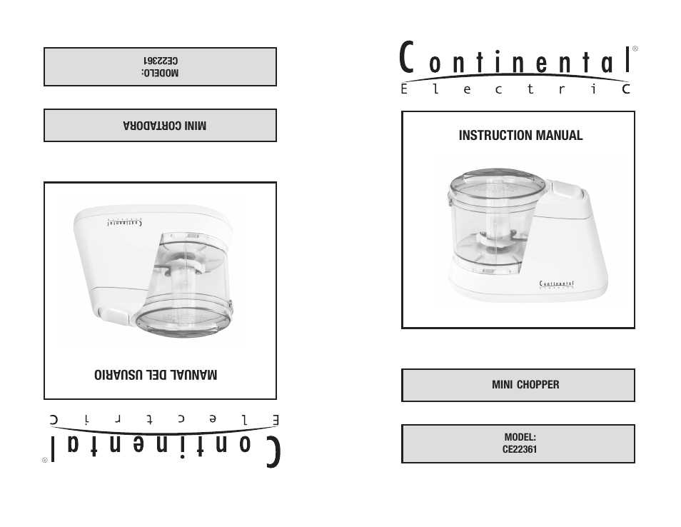 Continental Electric MINI CHOPPER CE22361 User Manual | 8 pages