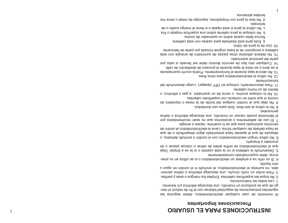 Instrucciones para el usuario, Precauciones importantes | Continental Electric CE23661 User Manual | Page 2 / 6