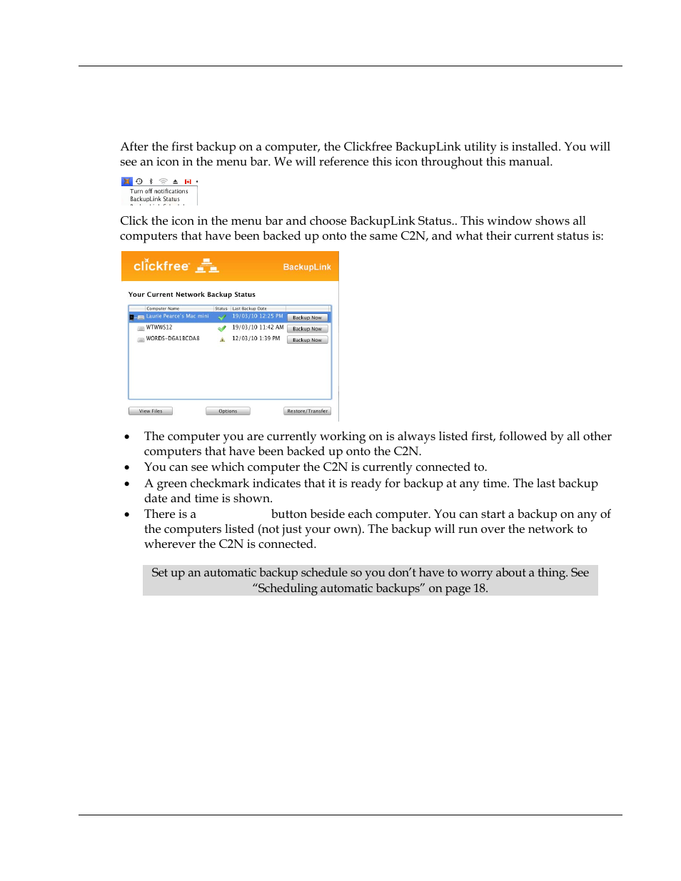 Using the backuplink utility | Clickfree C2N 3.5 User Manual | Page 12 / 25