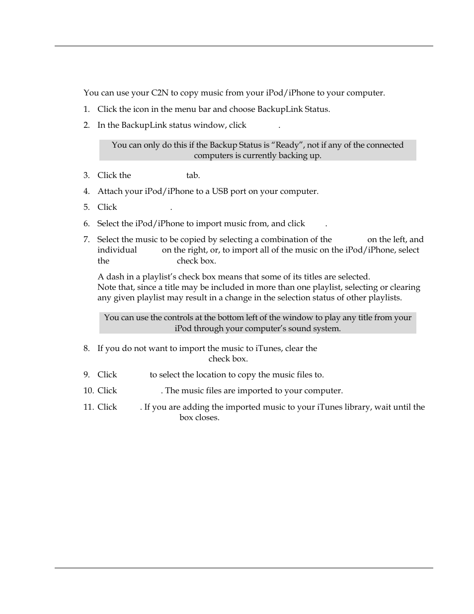 How do i import music from my ipod to my computer | Clickfree C2N 3.5 User Manual | Page 24 / 25