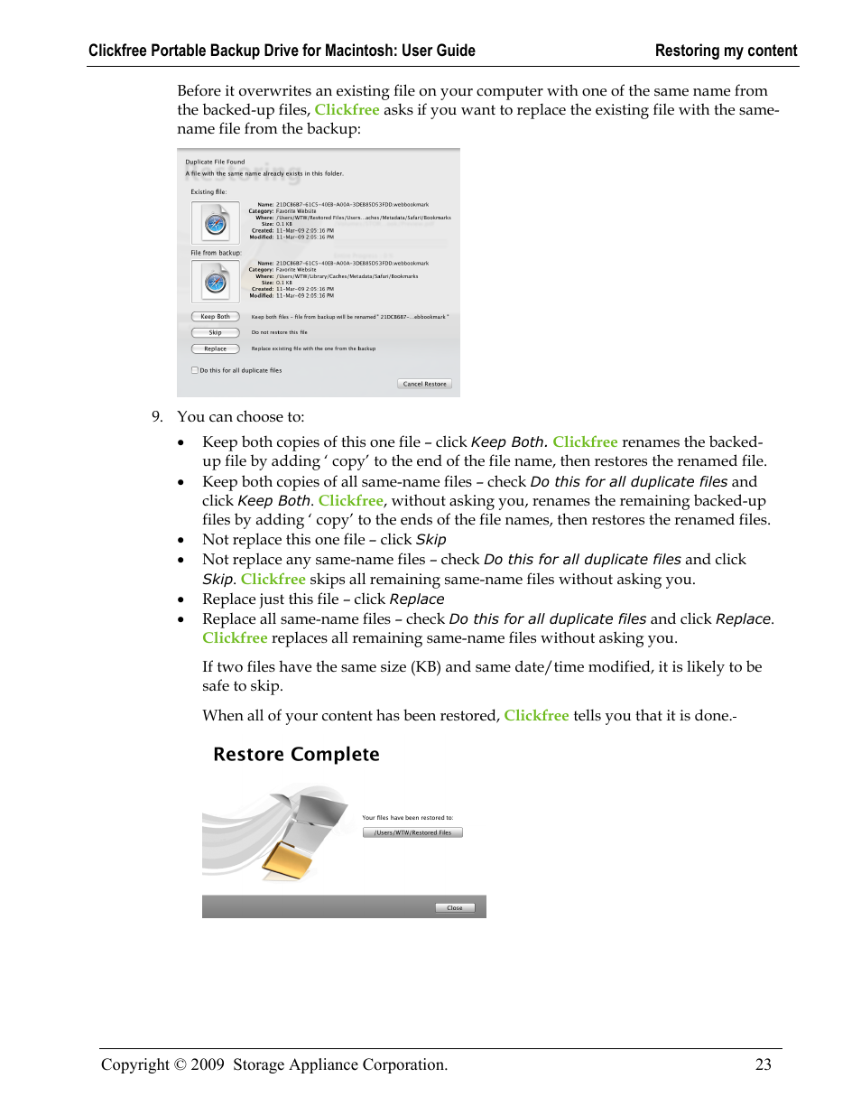 Storage Appliance HD225 User Manual | Page 23 / 34