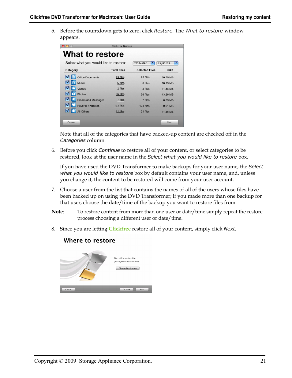 Clickfree DVD Transformer User Manual | Page 21 / 37