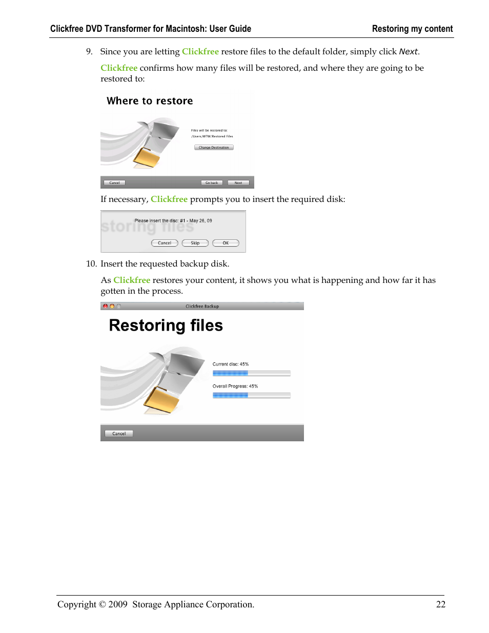 Clickfree DVD Transformer User Manual | Page 22 / 37