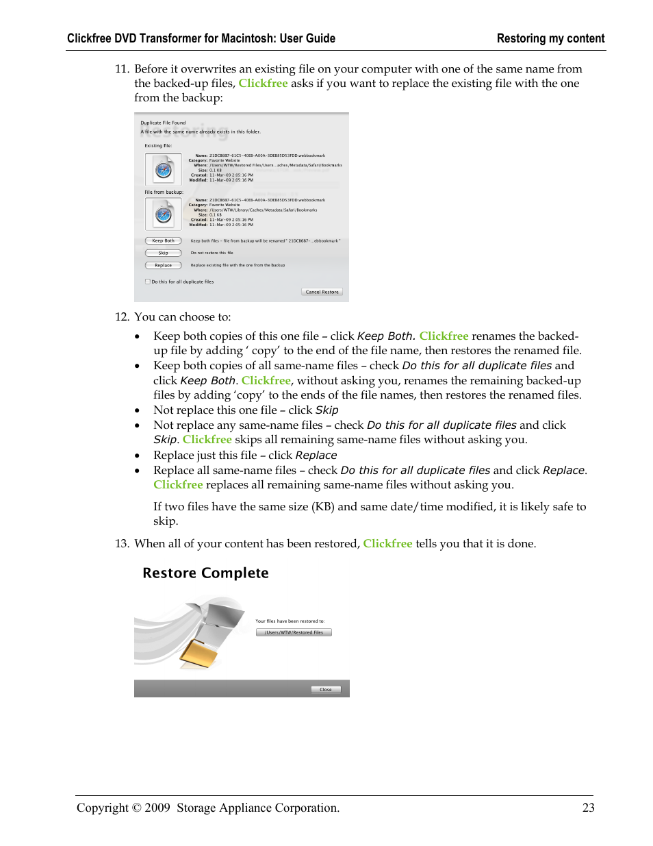 Clickfree DVD Transformer User Manual | Page 23 / 37