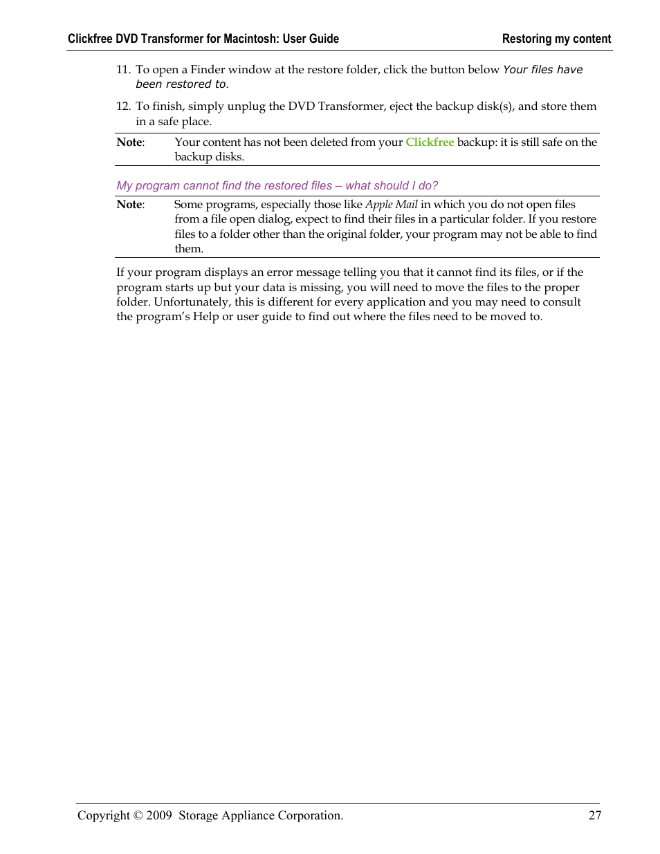 Clickfree DVD Transformer User Manual | Page 27 / 37