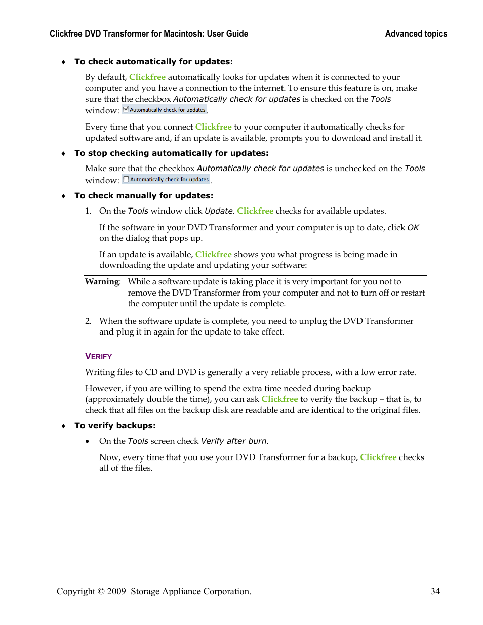 Verify | Clickfree DVD Transformer User Manual | Page 34 / 37