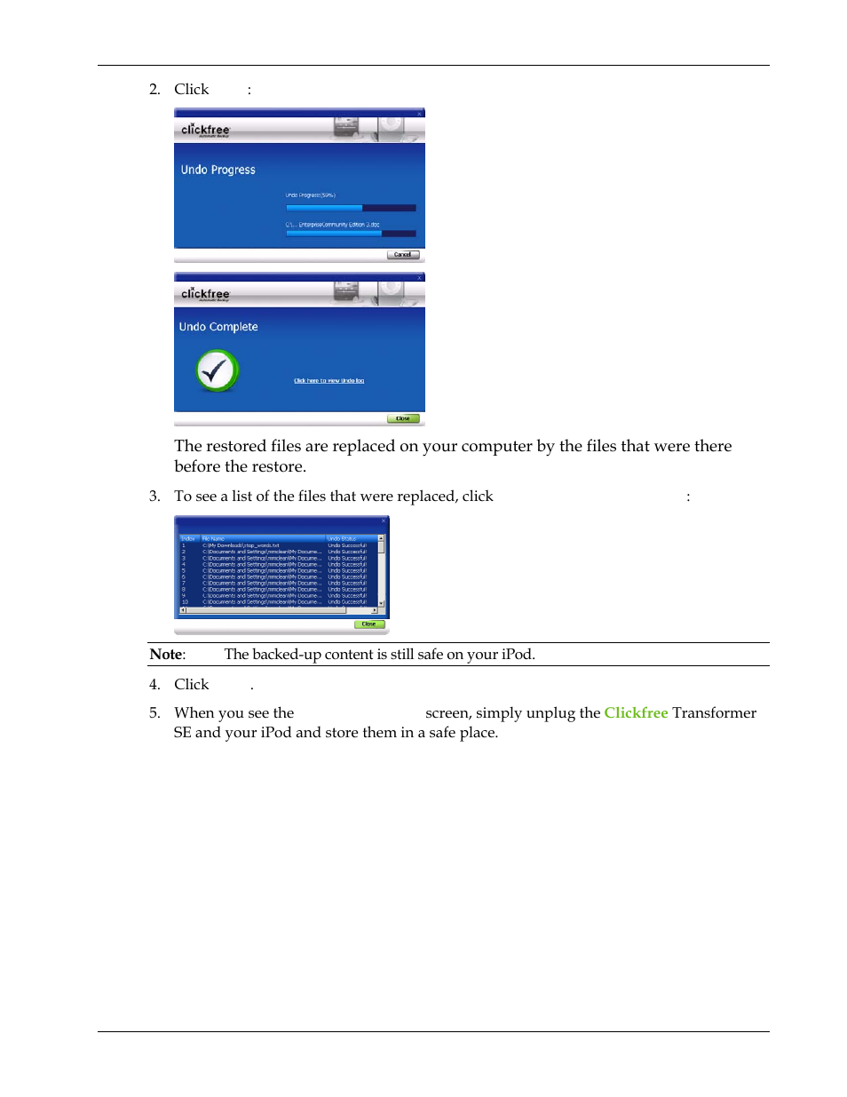 Clickfree Transformer SE User Manual | Page 102 / 132