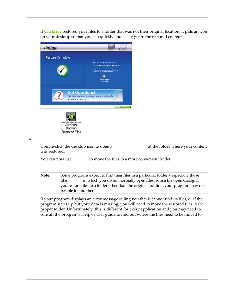 How do i find files that were restored, W can, Undo a restore | Clickfree Transformer SE User Manual | Page 103 / 132