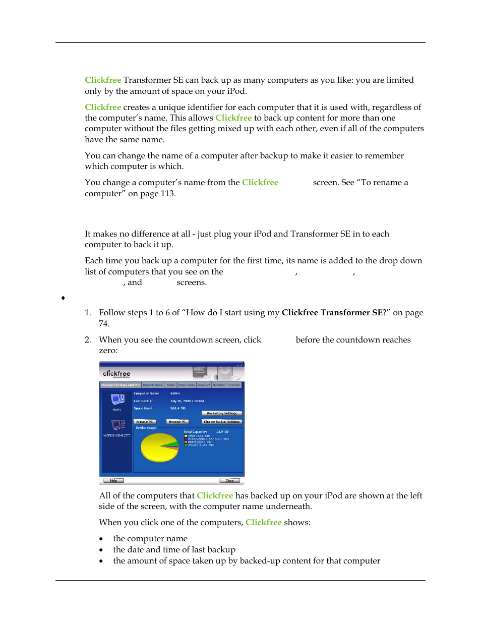What if i have more than one computer, Hat if, Have more than one computer | Clickfree Transformer SE User Manual | Page 112 / 132