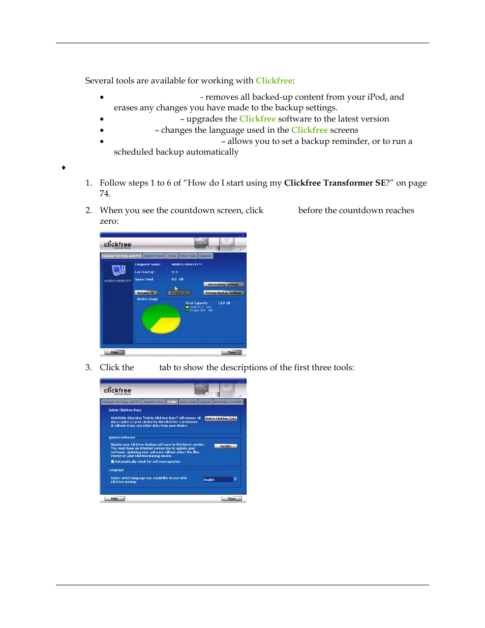 Hat are the, Lickfree, Ools | And how do, Use them | Clickfree Transformer SE User Manual | Page 115 / 132