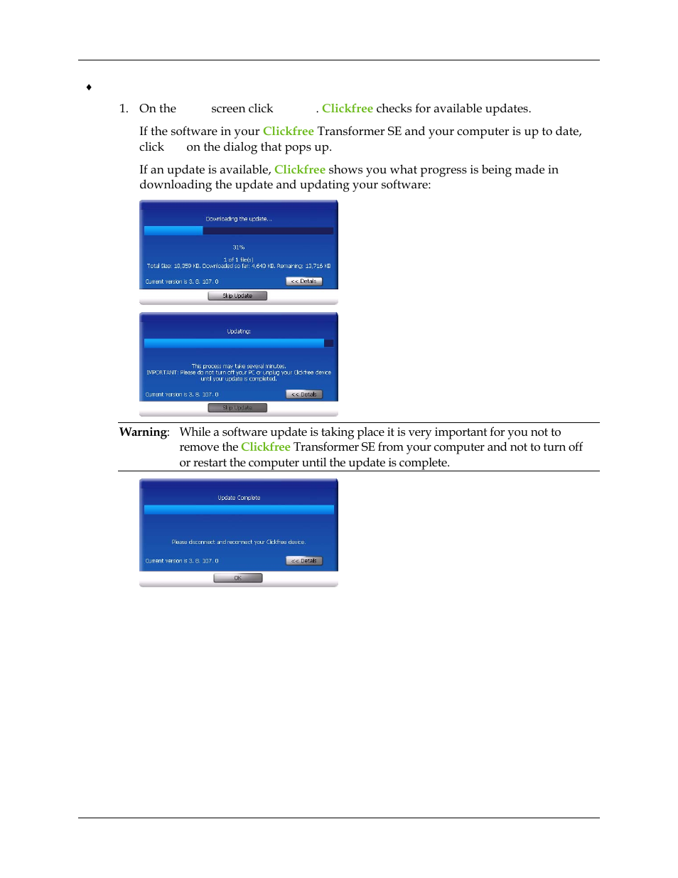 Clickfree Transformer SE User Manual | Page 118 / 132