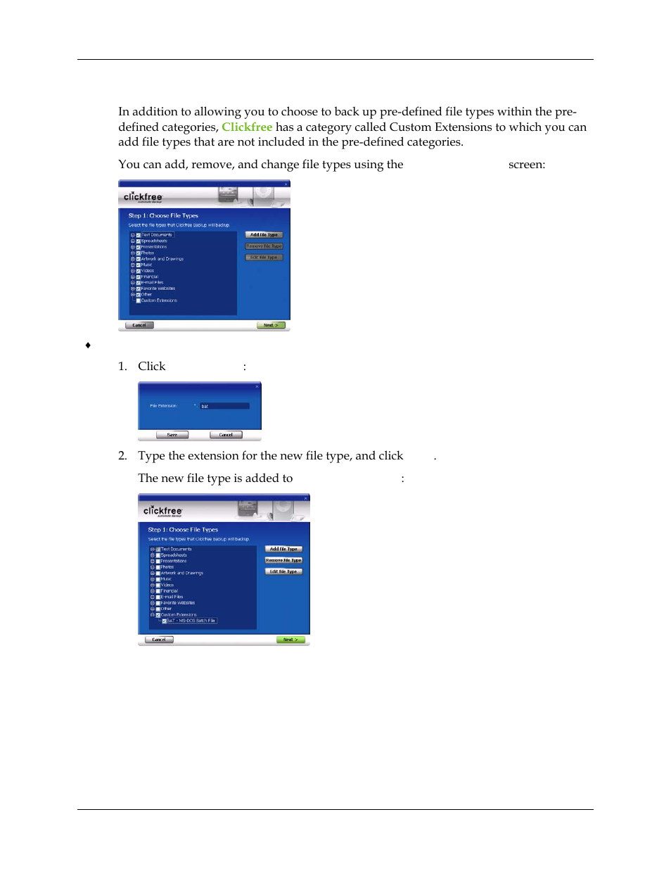 How do i add/remove/edit filetypes, Ow do, Emove | Dit filetypes | Clickfree Transformer SE User Manual | Page 123 / 132