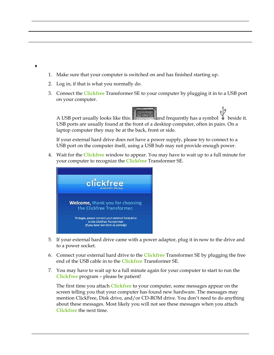 Backing up my content (hd), How do i start using my clickfree transformer se, Acking up my content | Hd) 14, Ow do, Start using my, Lickfree | Clickfree Transformer SE User Manual | Page 14 / 132