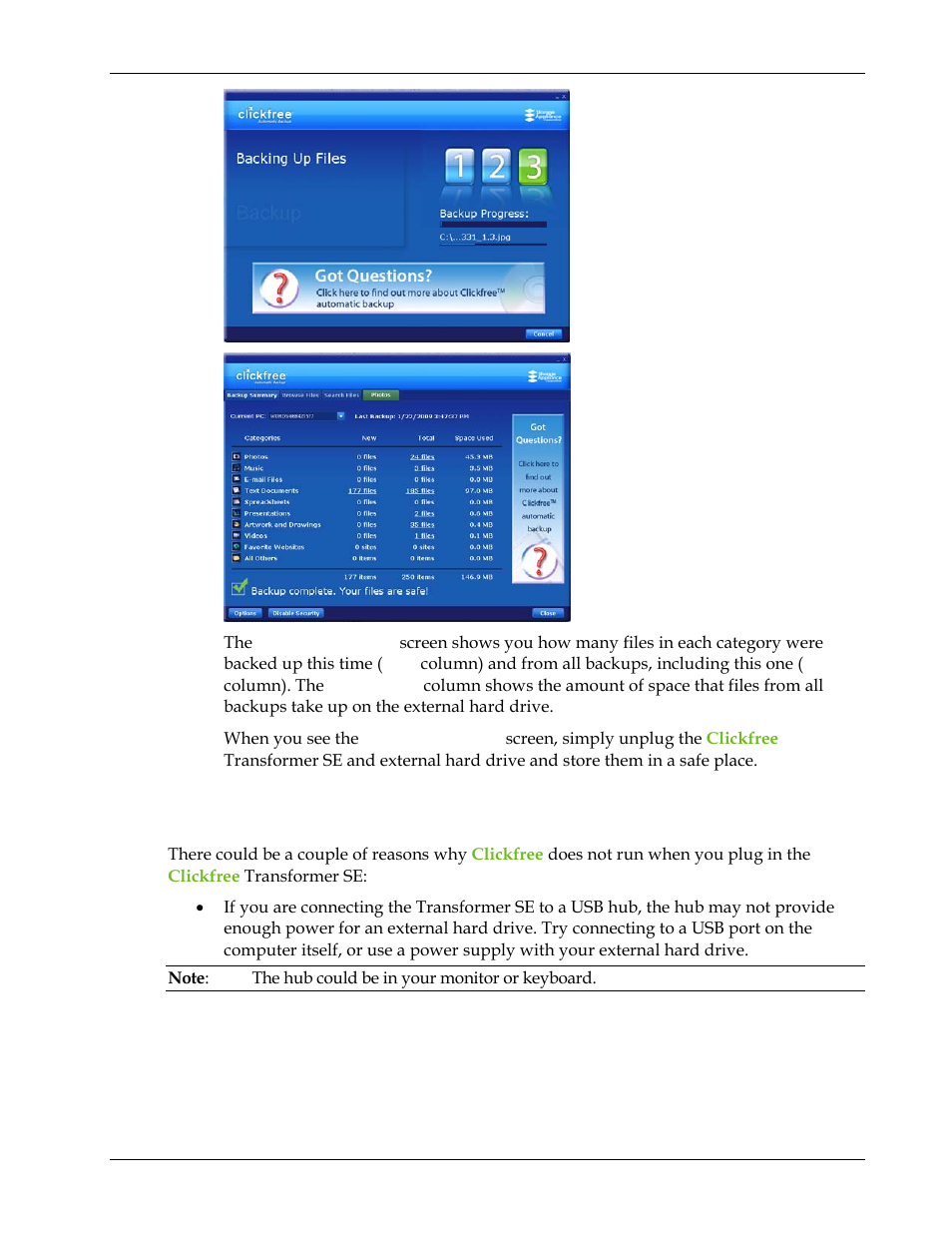 What if clickfree doesn’t start up automatically, Hat if, Lickfree doesn | T start up auto | Clickfree Transformer SE User Manual | Page 16 / 132