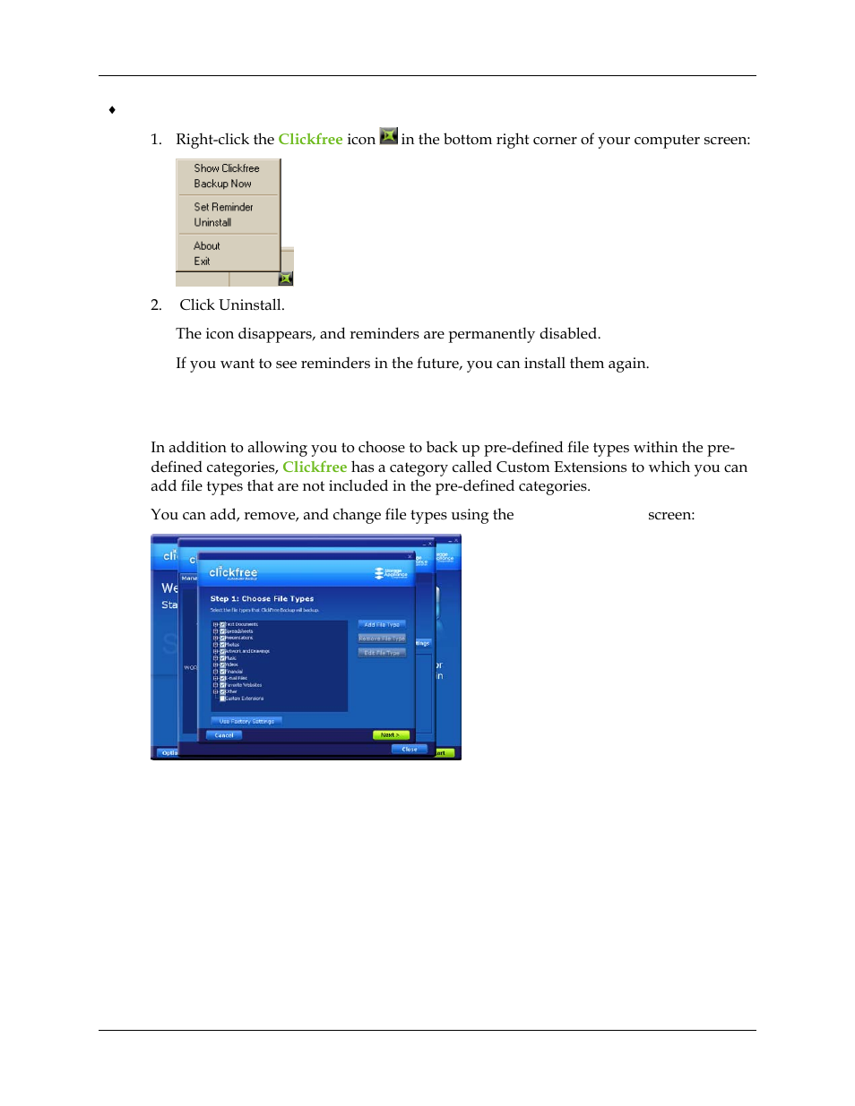 How do i add/remove/edit filetypes, Ow do, Emove | Dit filetypes | Clickfree Transformer SE User Manual | Page 59 / 132