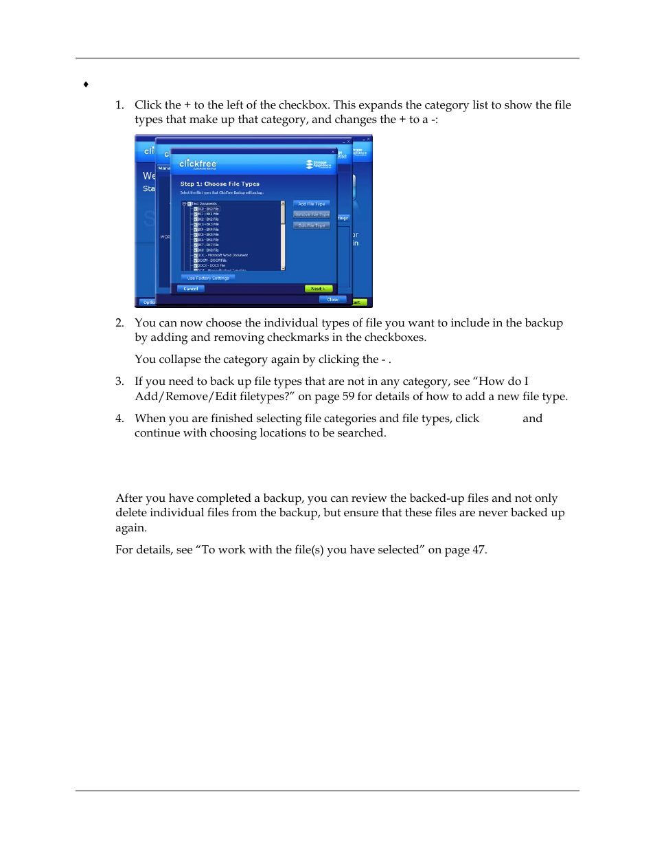 Can i exclude a file from backup, Exclude a file from backup | Clickfree Transformer SE User Manual | Page 63 / 132