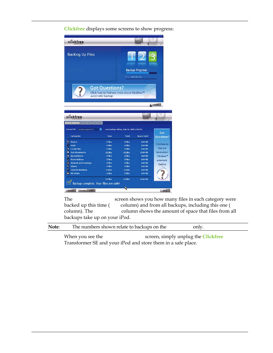 Clickfree Transformer SE User Manual | Page 77 / 132