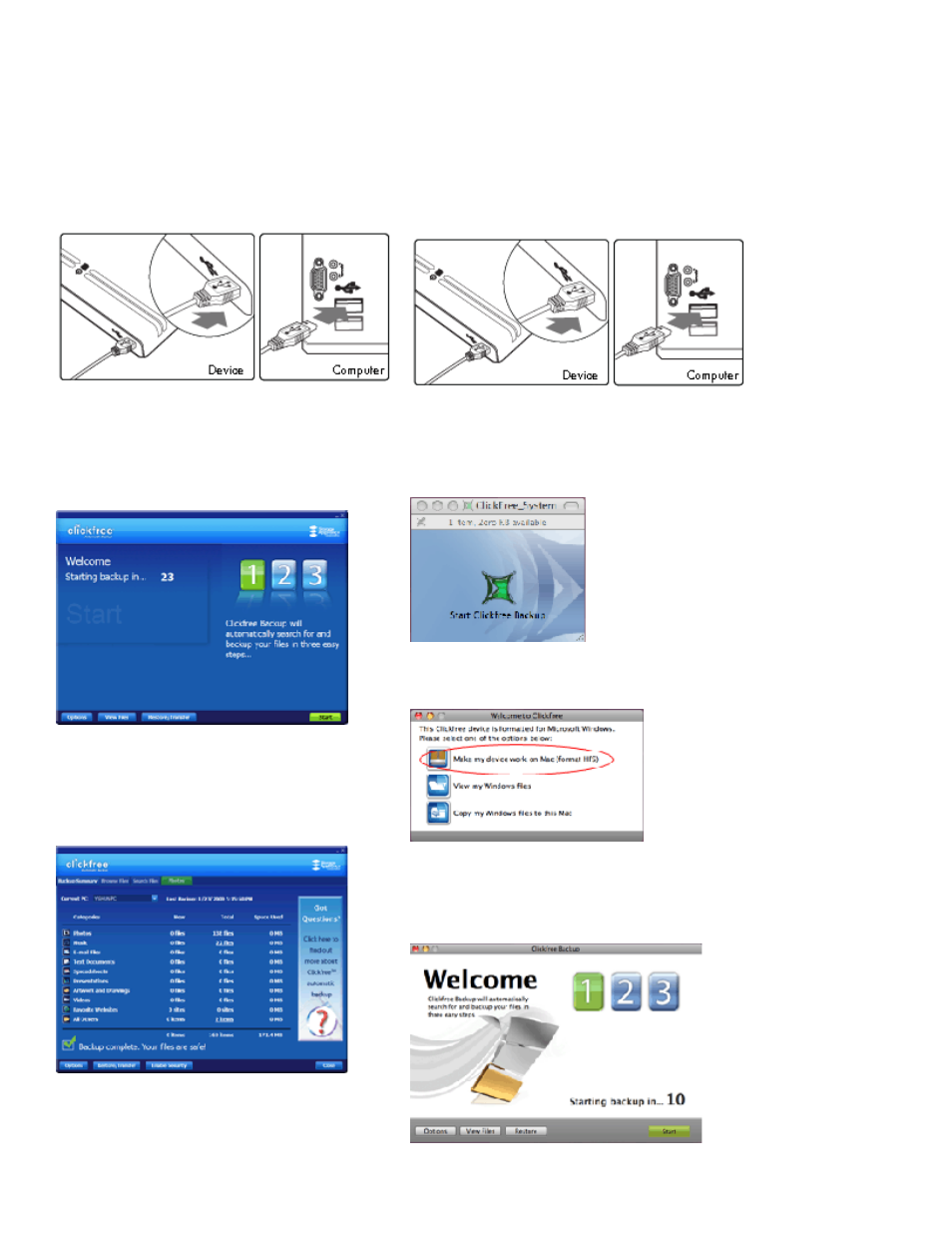 Clickfree 5QSG User Manual | 2 pages