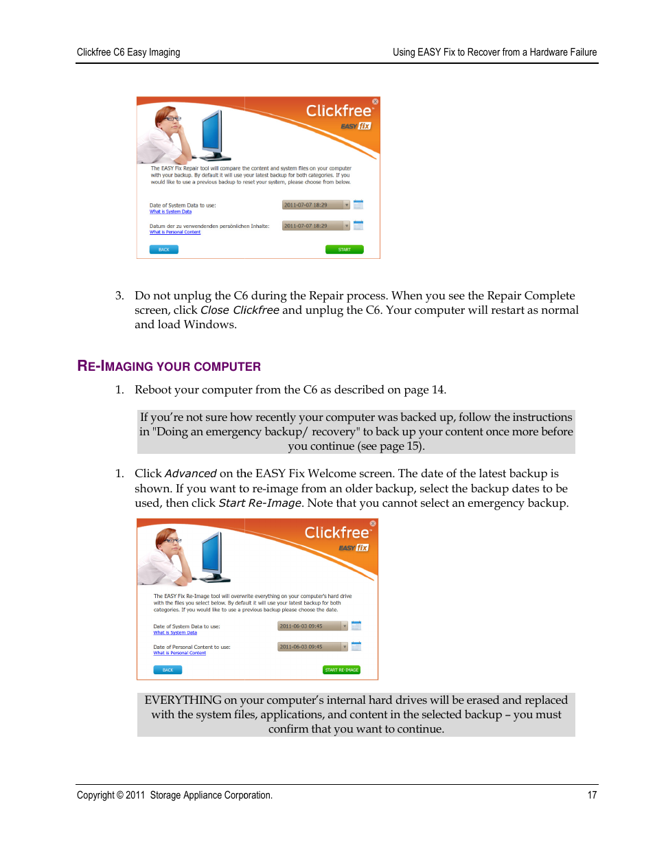 Clickfree C6 User Manual | Page 17 / 24