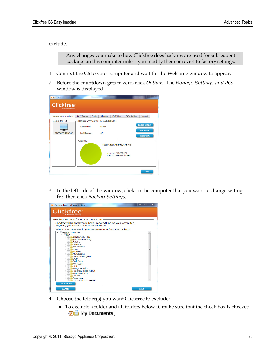 Clickfree C6 User Manual | Page 20 / 24