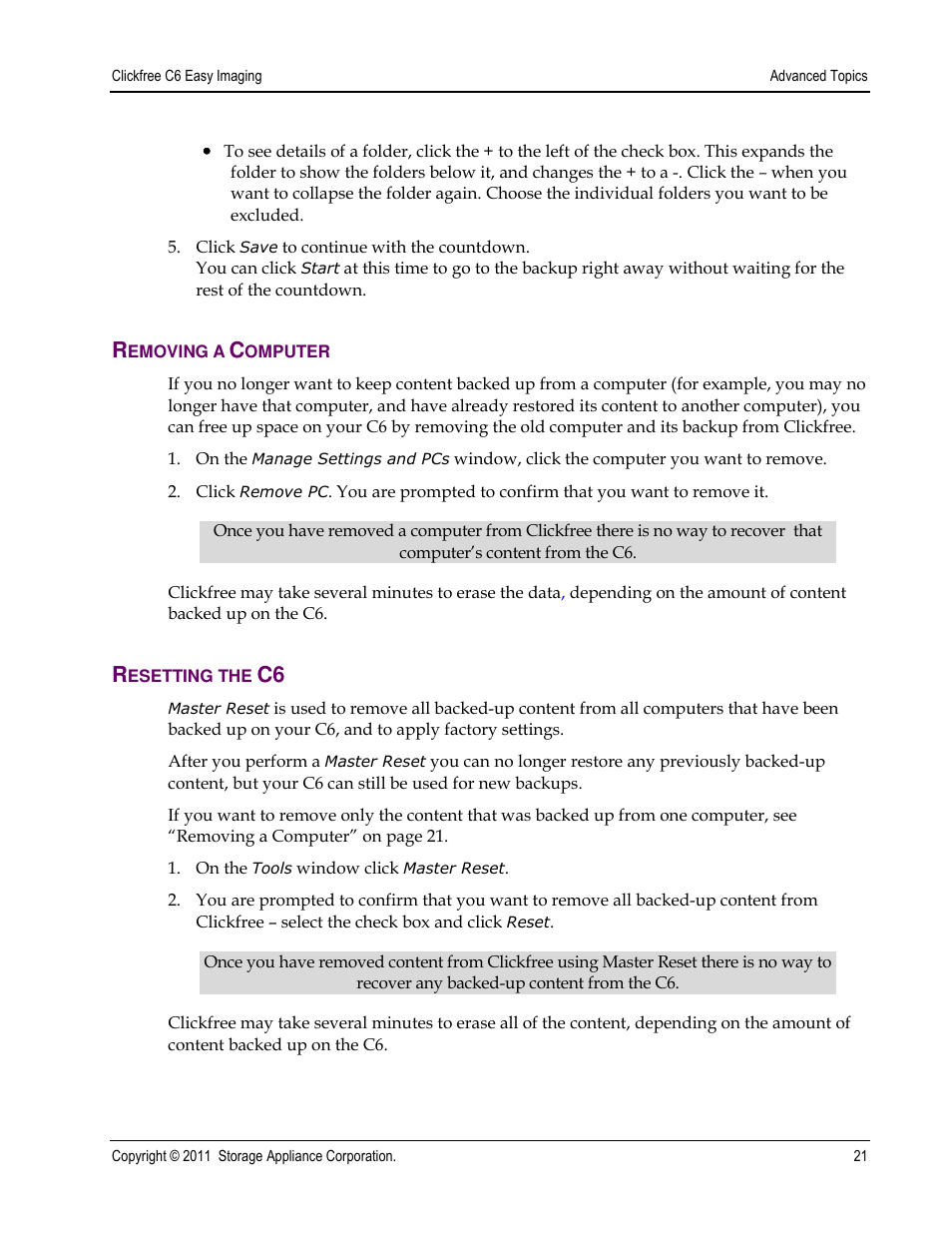 Clickfree C6 User Manual | Page 21 / 24