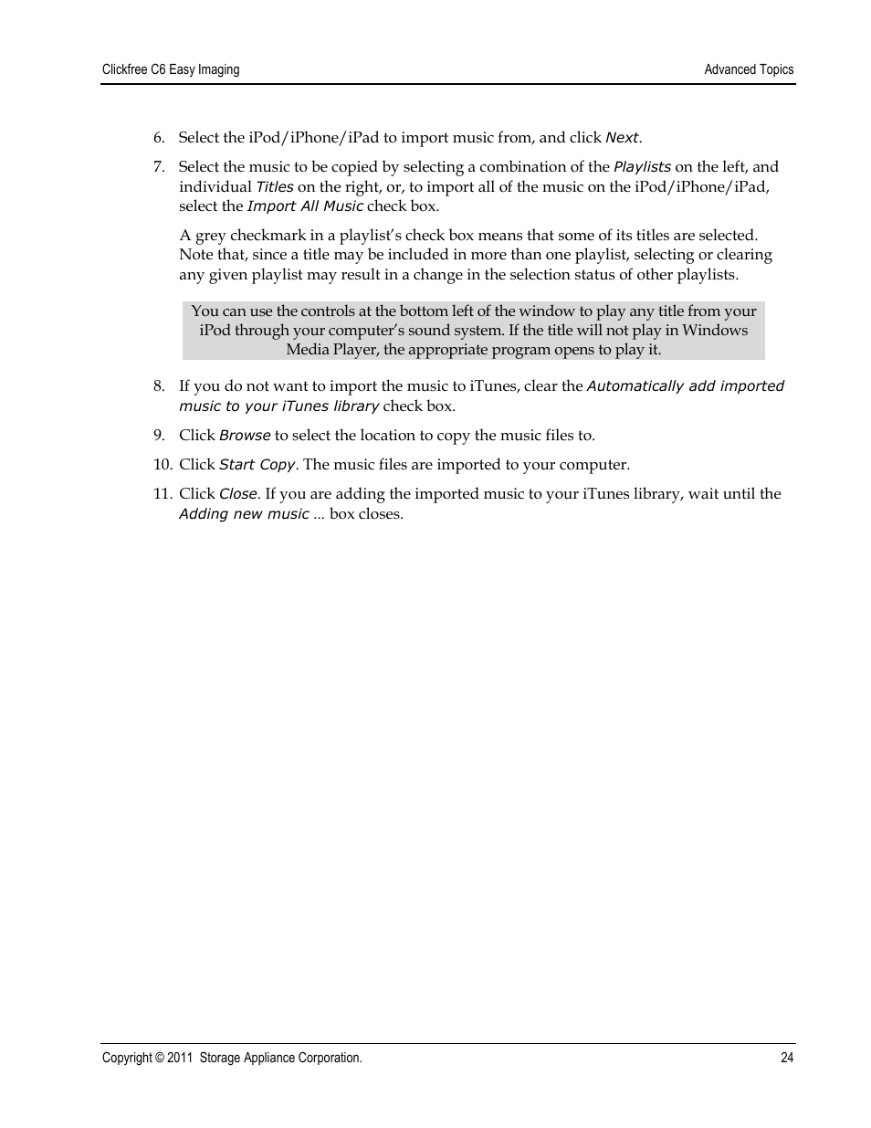 Clickfree C6 User Manual | Page 24 / 24