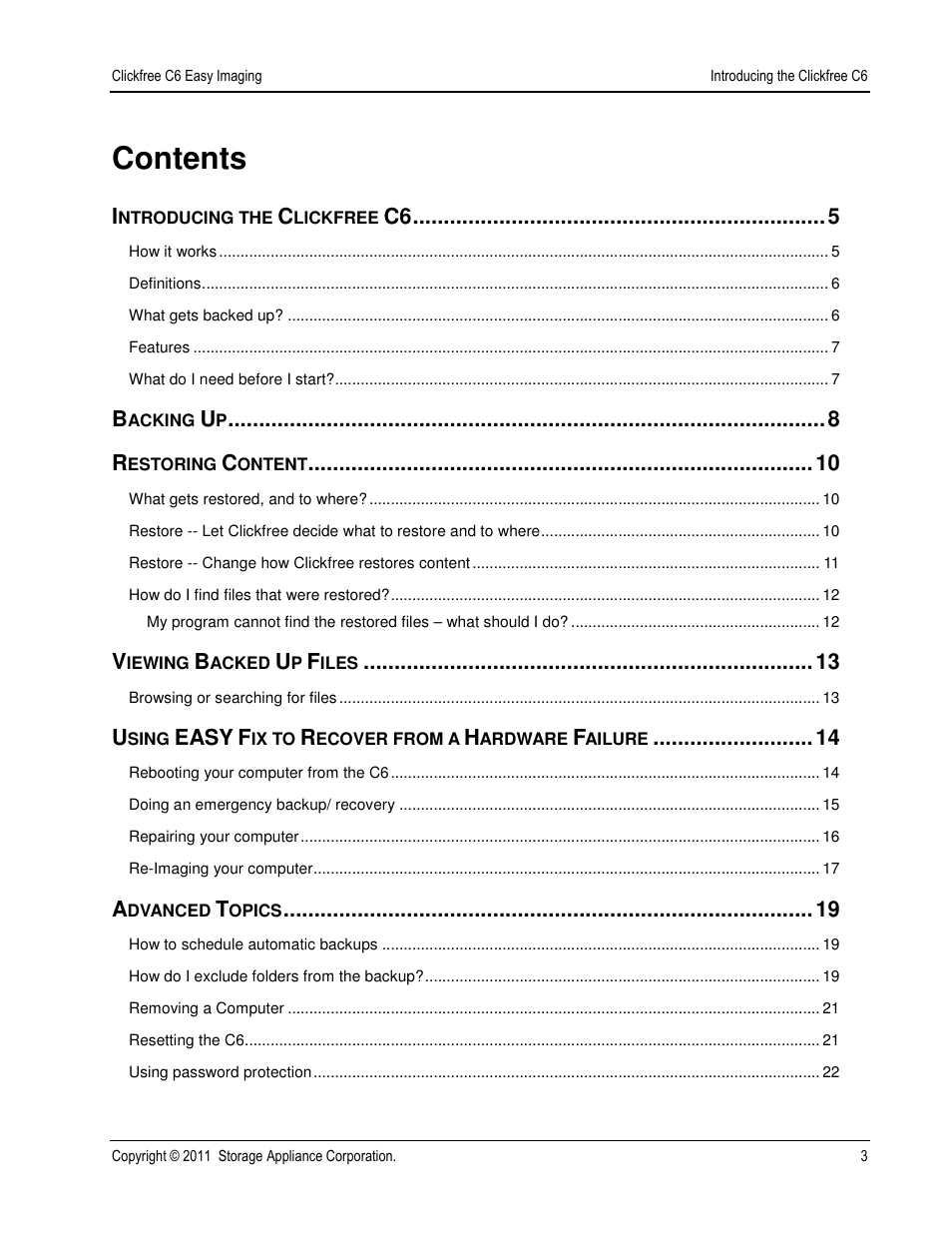 Clickfree C6 User Manual | Page 3 / 24